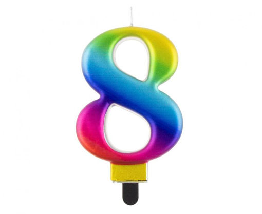 Picture of BIRTHDAY CANDLE RAINBOW NUMBER 8 - 8CM